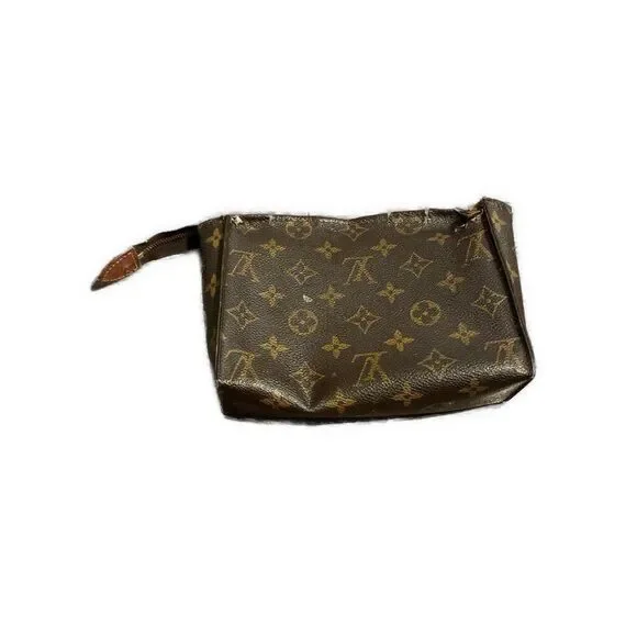 Louis Vuitton authentic Zip Brown Logo Small Zip Pouch Bag