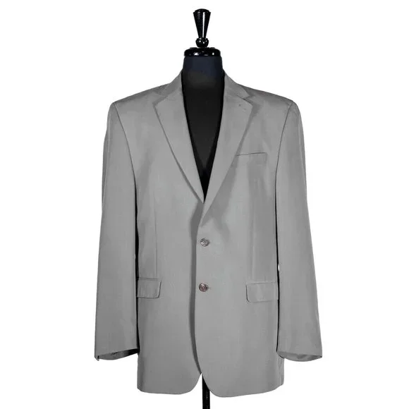 Chaps Ralph Lauren Mens Blazer Gray 2 Button Lined Suit Jacket Sport Coat 42L