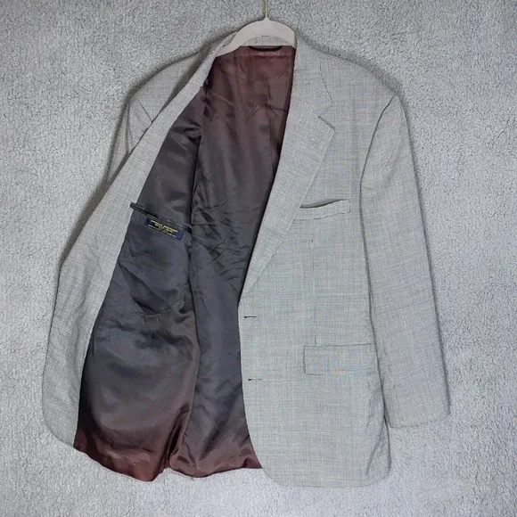Brooks Brothers Sport Blazer Mens 44L Gray Houndstooth Wool Blend USA SeasonF3