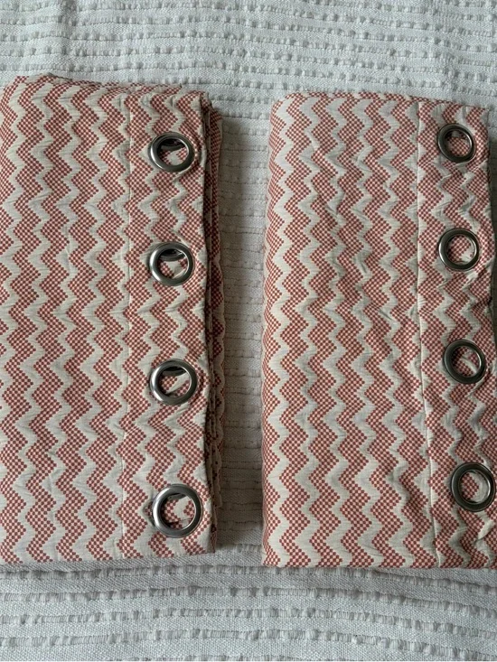 Crate & Barrel Reilly Chevron Curtain Panel Set of 2 Orange Beige 50 x 90 in