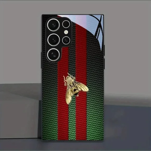 Luxury Black and Green Phone Case with Gold Accent