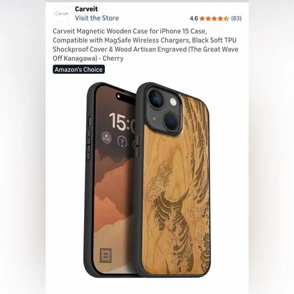 Cherry Shockproof Cover & Wood Artisan Engraved Phone Case
