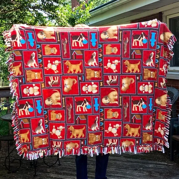 VGUC ~ Handcrafted Double Thick Fleece Dog Snuggling Blanket (50