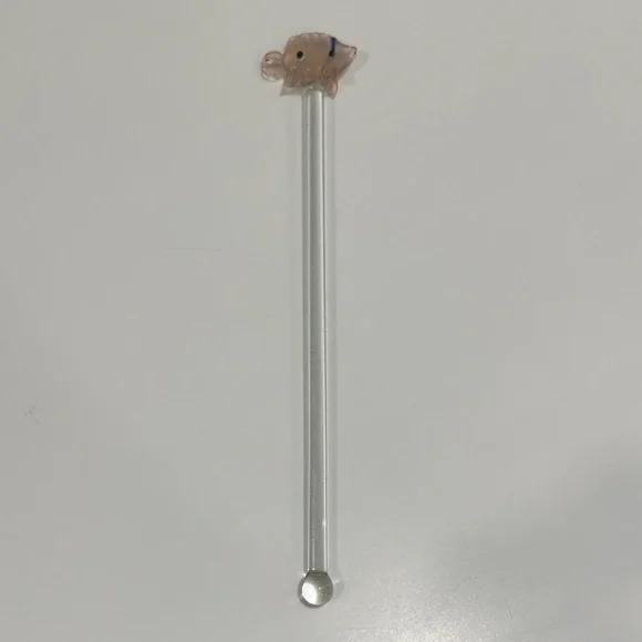 Handmade Glass Cocktail Stirrer, Clear Glass Stirrer with Handblown Fish Top
