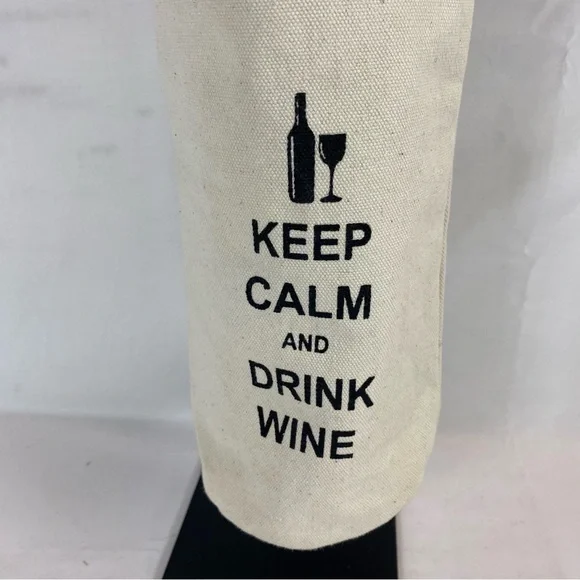 Keep Calm and Drink Wine Canvas Leather Tote Wine Bottle Carrier