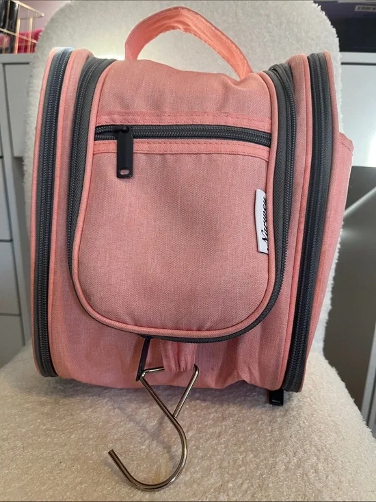 Hanging Travel Organizer Toiletry Bag - Coral Pink