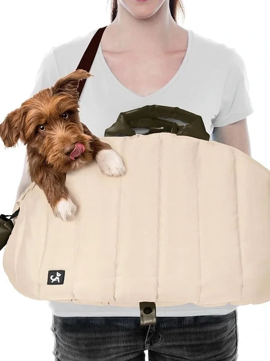Pet Carrier Front-Load Dog Sling - Cream
