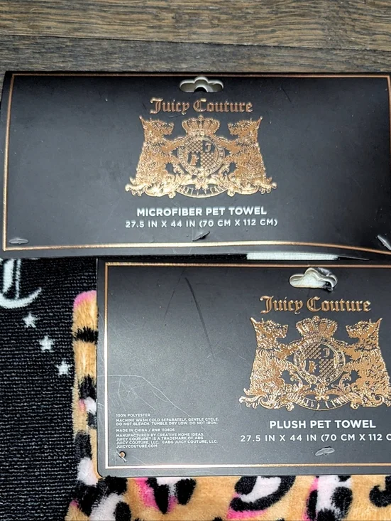 2pc Juicy Couture Pet Dog Microfiber Towels Leopard
