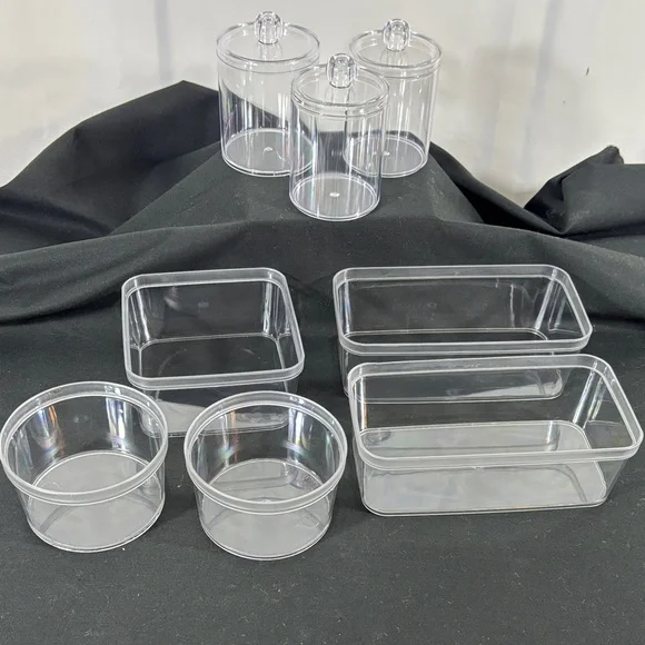 Clear Acrylic Makeup Organizer Set - Multi-Shape Cosmetic Storage