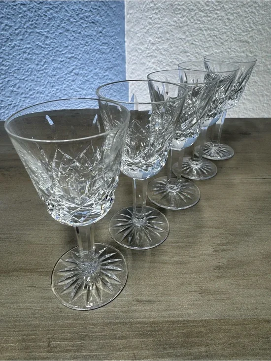 Vintage Waterford Lismore Cordial Glasses Set 5 Signed Crystal Ireland