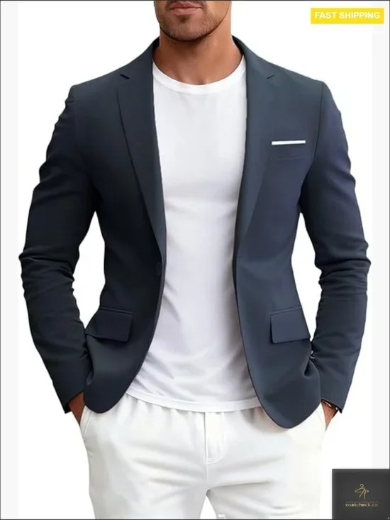 Slim Fit Lightweight Blazer Sport Coat Business Casual Modern Classic Menswear