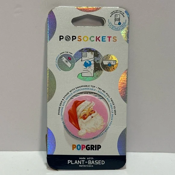 PopSocket PopGrip with Santa Design - Red and Cream