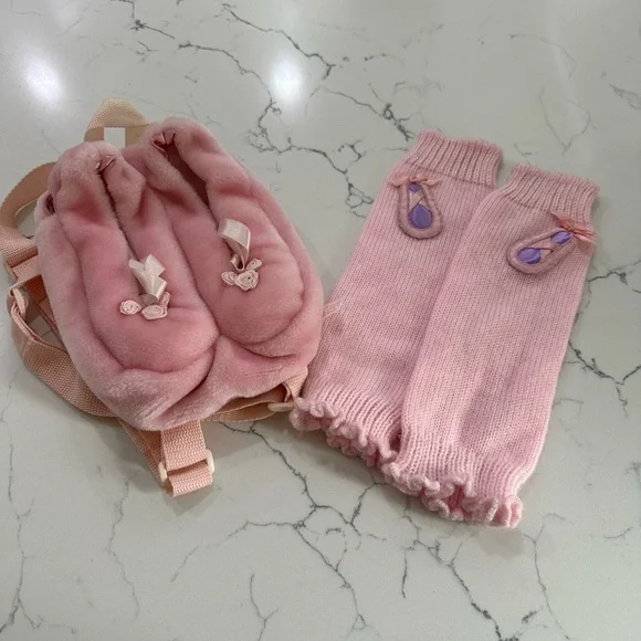 Vintage Pink Kids Ballerina Backpack and Leg Warmers Set