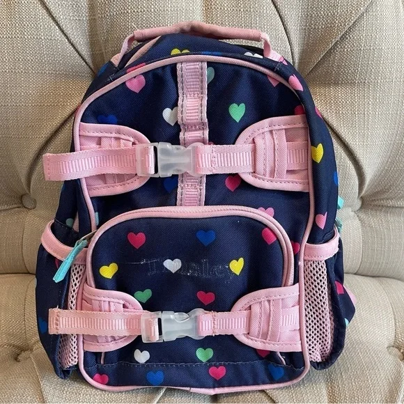 MACKENZIE Navy Pink Multi Heart Mini Backpack