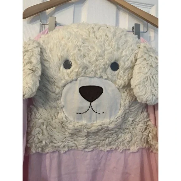 Pottery Barn Kids Shaggy Head Puppy Dog Whimsical Sleeping Bag Pink Gingham