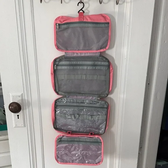 Amazon Pink and Gray Hanging Makeup Organizer