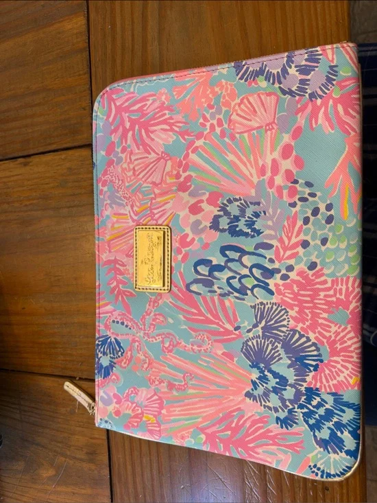 Lilly Pulitzer Pink & Blue Floral Zip Tech Pouch