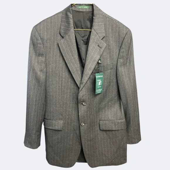 Lauren‎ Ralph Lauren Blazer Mens 44 Pinstripe Wool Ultraflex Stretch Suit Jacket