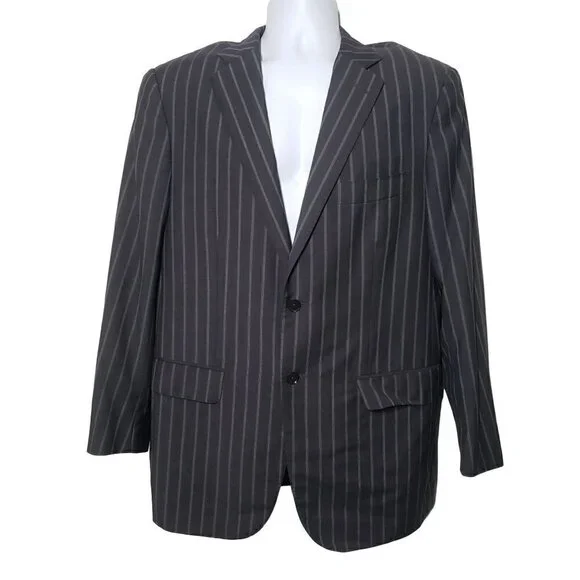 Isaia Napoli Striped Wool Mohair Blazer Double Vented Sport Coat Jacket Mens 54