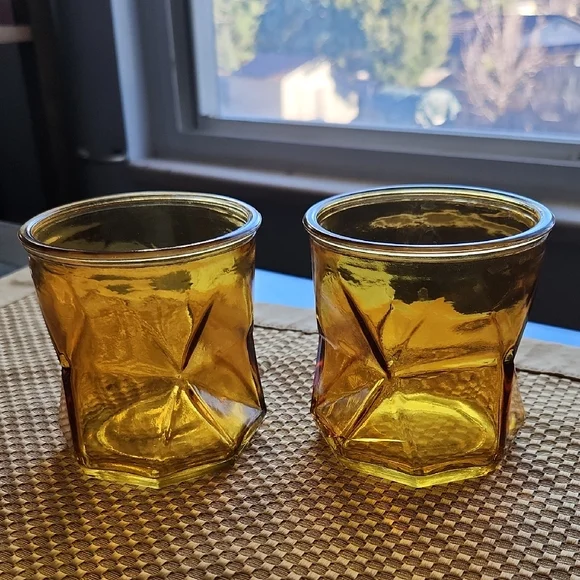 Vintage MCM Amber Glass Whiskey Tumblers