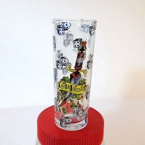 Vintage Las Vegas Shooter Shot Glass Embossed Dice Designs