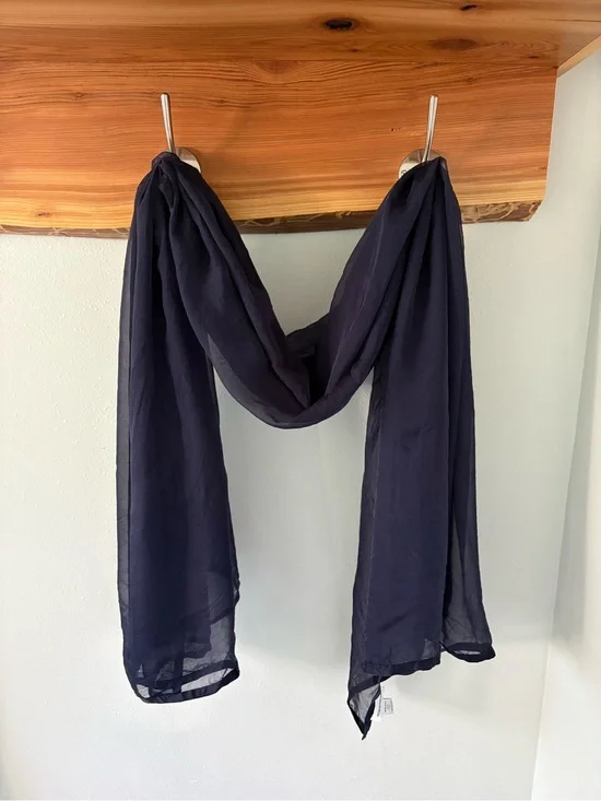 Large sheer navy silk scarf