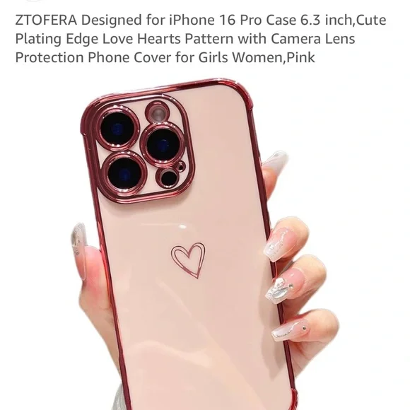 Pink iPhone 16 Pro Case with Love Hearts