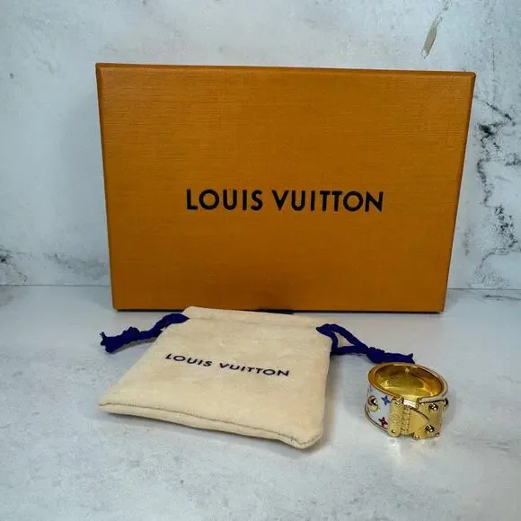 Louis Vuitton LV X TM Multicolor Ring Size M Murakami White/Gold New Rare