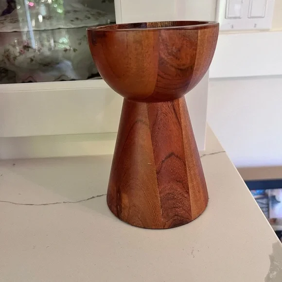Crate & Barrel Walnut 6” Pillar Stand