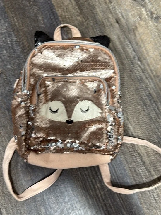 Sequin Fox Kids Backpack - Rose Gold