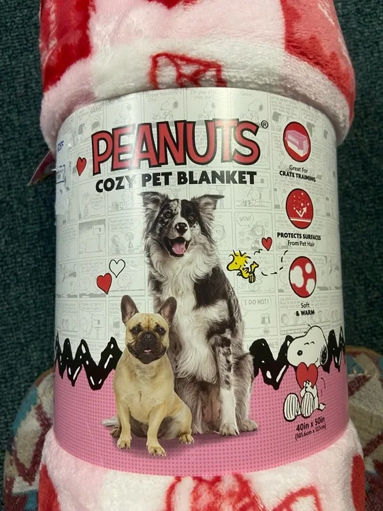Peanuts Cozy Pet Blanket - Pink & Red Hearts