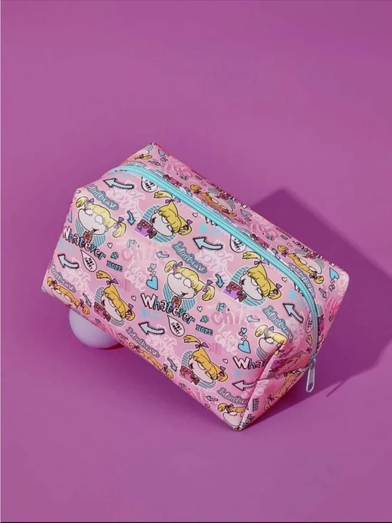 Pink Cartoon Print Cosmetic Bag Nickelodeon rugrats angelica