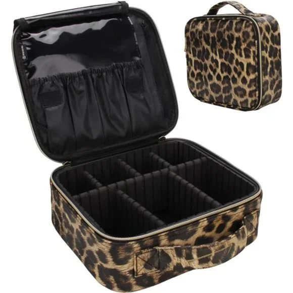 Makeup Cosmetic Case Organizer Portable Storage Bag with Adjustable Dividers