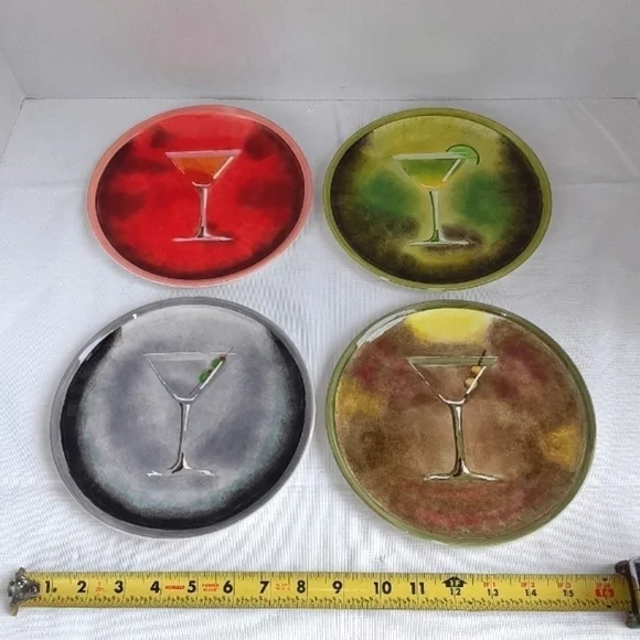 Artland Martini Collection Plates. Set of 4. Recipes on the that of each plate.