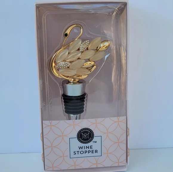 Modern Expressions Jeweled Bling Swan Wine Stopper