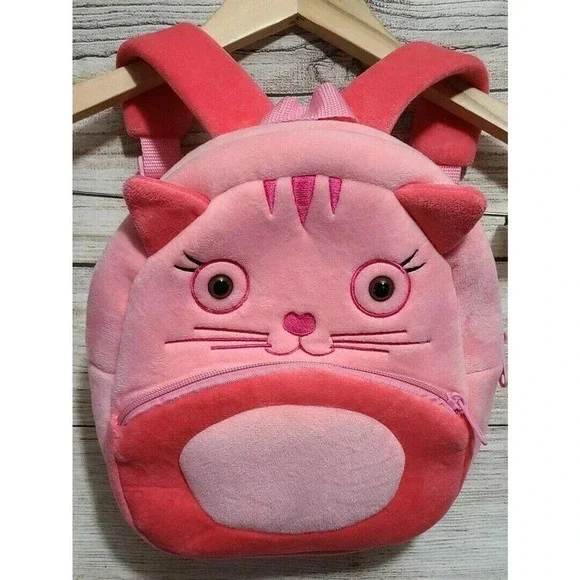 Kakoo Toddler Girl's Pink Cat Backpack One Size Plush Soft