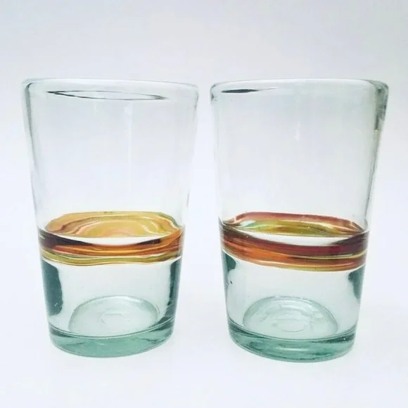 6 Crate & Barrel Granada Hand Blown Glasses