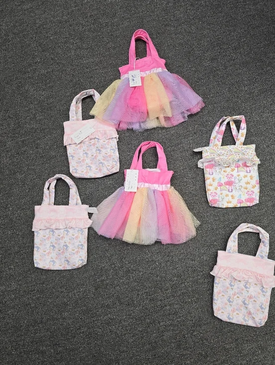 Charming Pink and Multicolor Kids Tote Bag Set