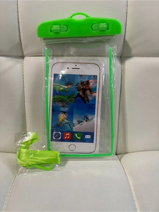 Universal Waterproof Phone Pouch with Neon Green Seal