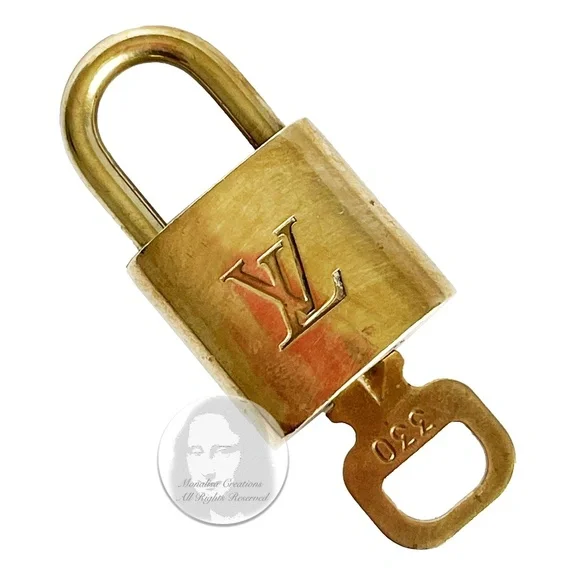 Vintage Louis Vuitton Lock & Key Small Brass Bag or Luggage Lock LV Logo