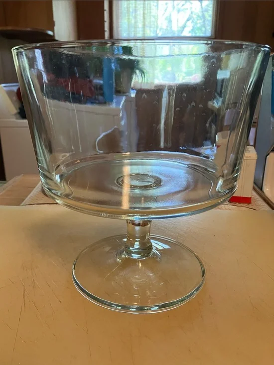 Crate&Barrel Clear Glass Pedestal Trifle Bowl