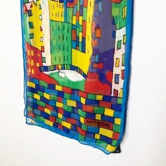 MISSONI Silk Colorful City Scarf