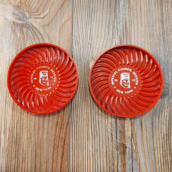 Set of 2 Masons Masonic Imperial Council Session 1977 Plastic Coasters