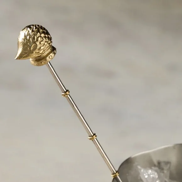 Anthropologie Spring Hedgehog Cocktail Spoon Stirrer Silver & Gold E…