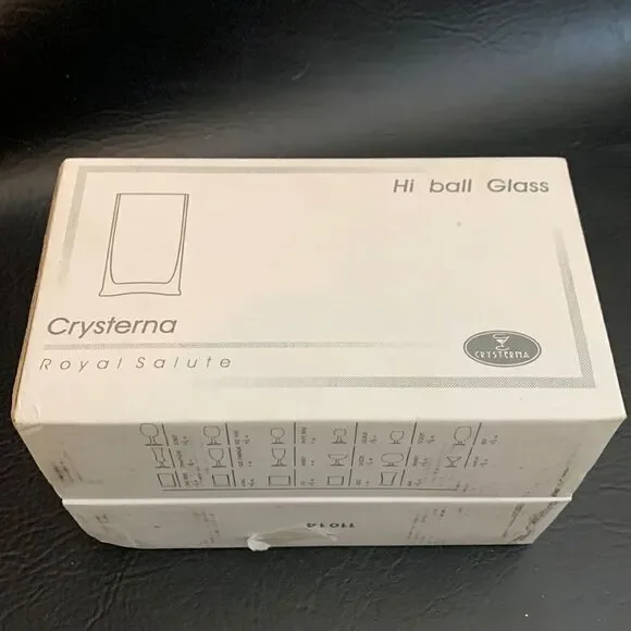 Bangkok Crystal Crysterna Royal Salute Hi Ball Glass Thailand Box 6 10 2/10 Oz