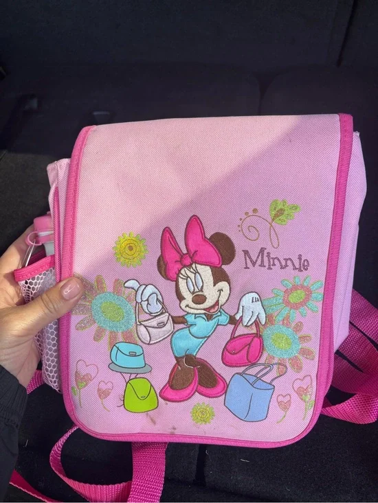 Vintage Disney Minnie Mouse pink backpack with water bottle NWT