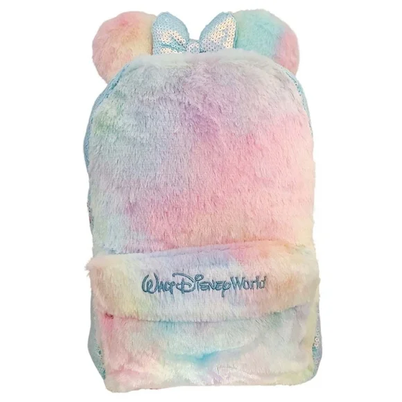Walt Disney World Pastel Plush Backpack With Minnie Bow