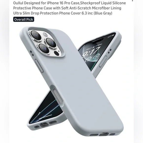Shockproof Liquid Silicone iPhone 16 Pro Case - Light Gray