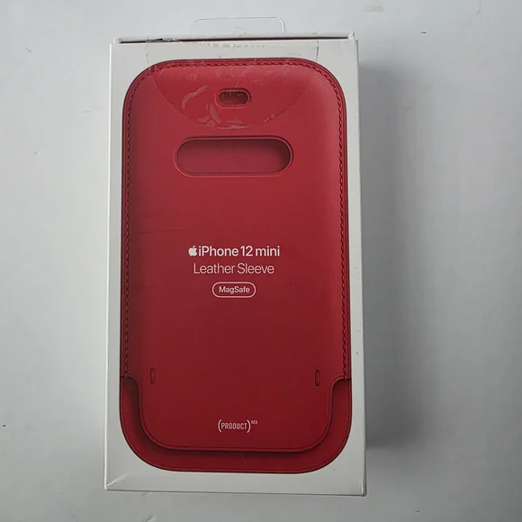 Apple iPhone 12 Mini Leather Sleeve - Red MagSafe