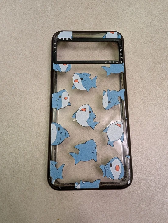 Casetify Clear Case with Playful Blue Shark Motif